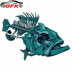 OFK   Fish Bones Skeleton Car Sticker Sunscreen Personalized Decal Motorcycle Auto Accessories Decoration PVC