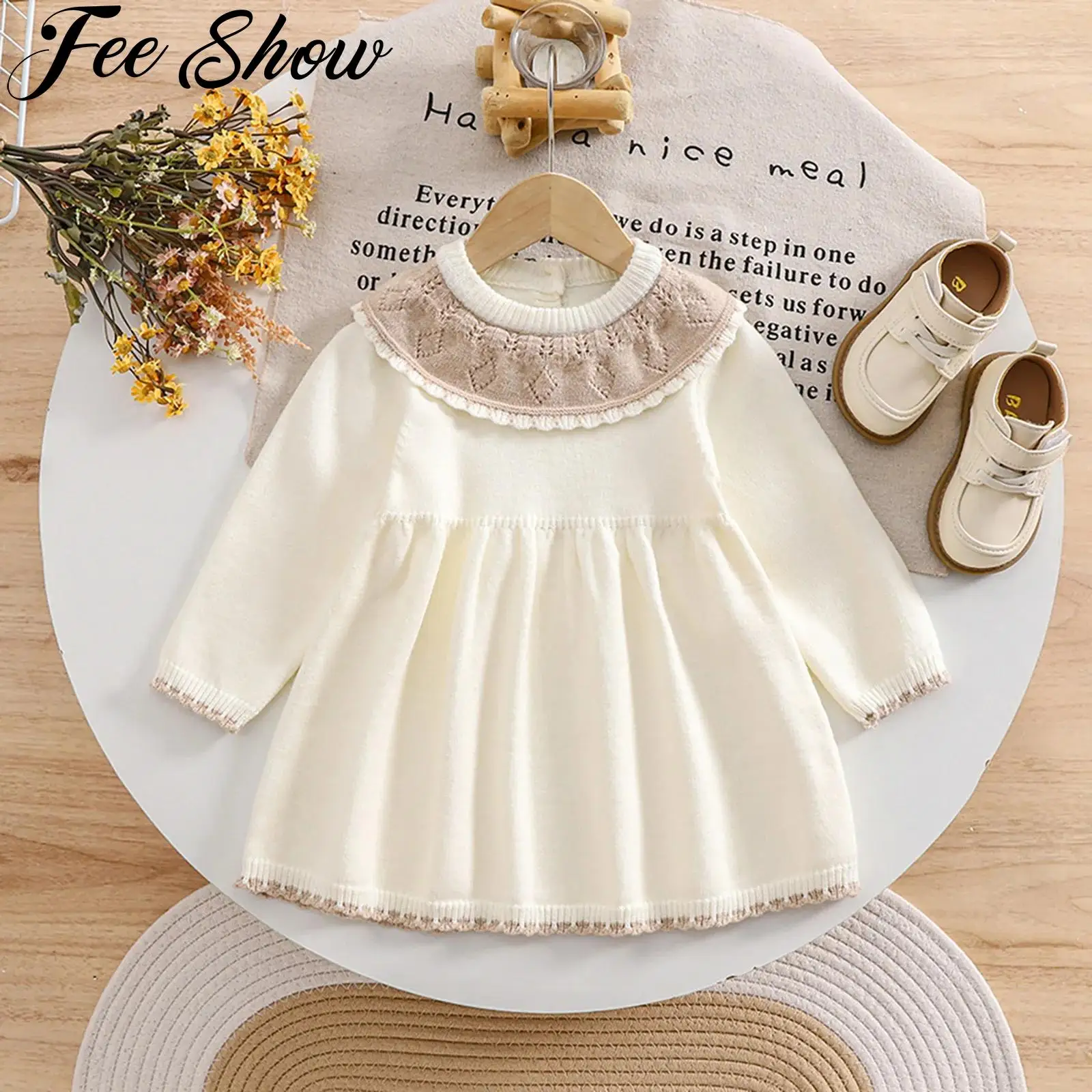 

Платье-свитер для маленьких девочек, трикотажные платья в рубчик с длинными рукавами, осенне-зимняя одежда для малышей, наряды для семейной вечеринки на день рождения