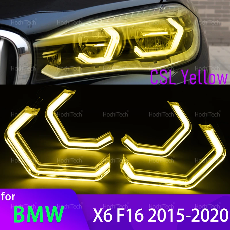 

For BMW X6 F16 2015-2020 M4 Style Lemon Yellow Color DRL LED Angel Eyes Light White Lamp Daytime Running Light Kit
