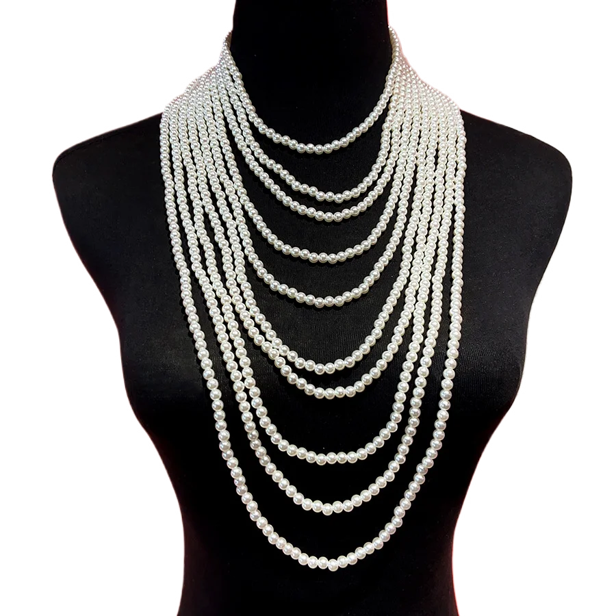 2024 New ZAA Multilayered Imitation Pearl Necklace,,Fashion Layered Beaded Necklace-Perfect Banquet Party Jewelry for Women