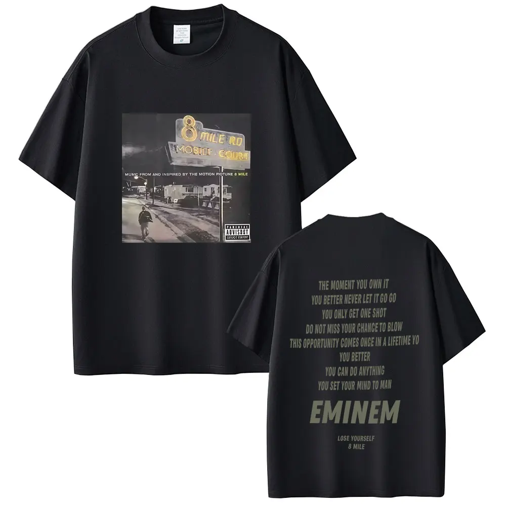 

Rapper Eminem 8 Mile Graphic T-shirt Men Women Hip Hop Fashion Pop Music Streetwear Male Oversized 100% Soft Cotton Tshirt Tops