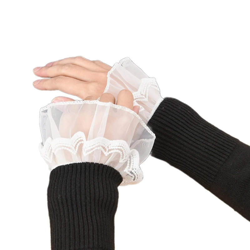 

Faux Sleeves Decorative Sleeves Sweater Lace Cuff Ruffle False Sleeves Cuff Extension Universal Multilayer Lace Cuffs