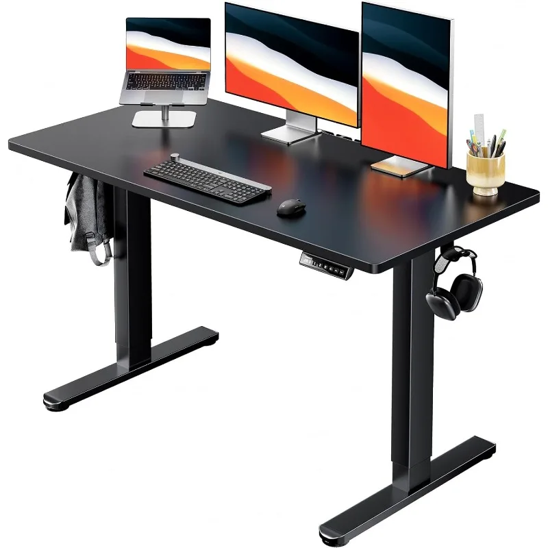 

Electric Standing Desk, 48" x 24" Whole Piece Desktop, Adjustable Height Computer Desk, 4 Height Memory Settings, Sit Sta