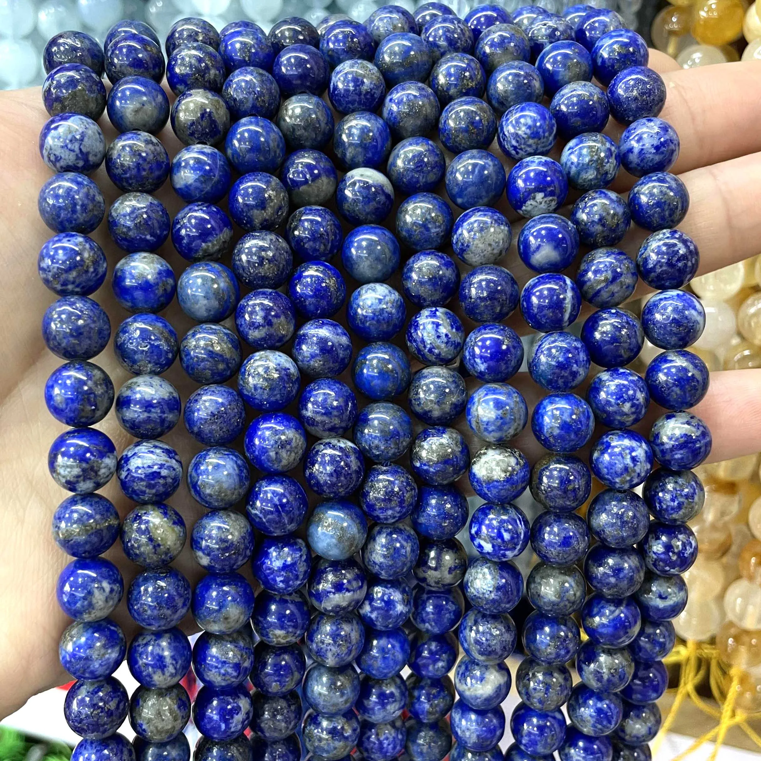 4 6 8 10 12Mm Natuurlijke Lapis Lazuli Steen Ronde Losse Kralen Diy Armband Ketting Voor Sieraden Maken Bedels Accessoires