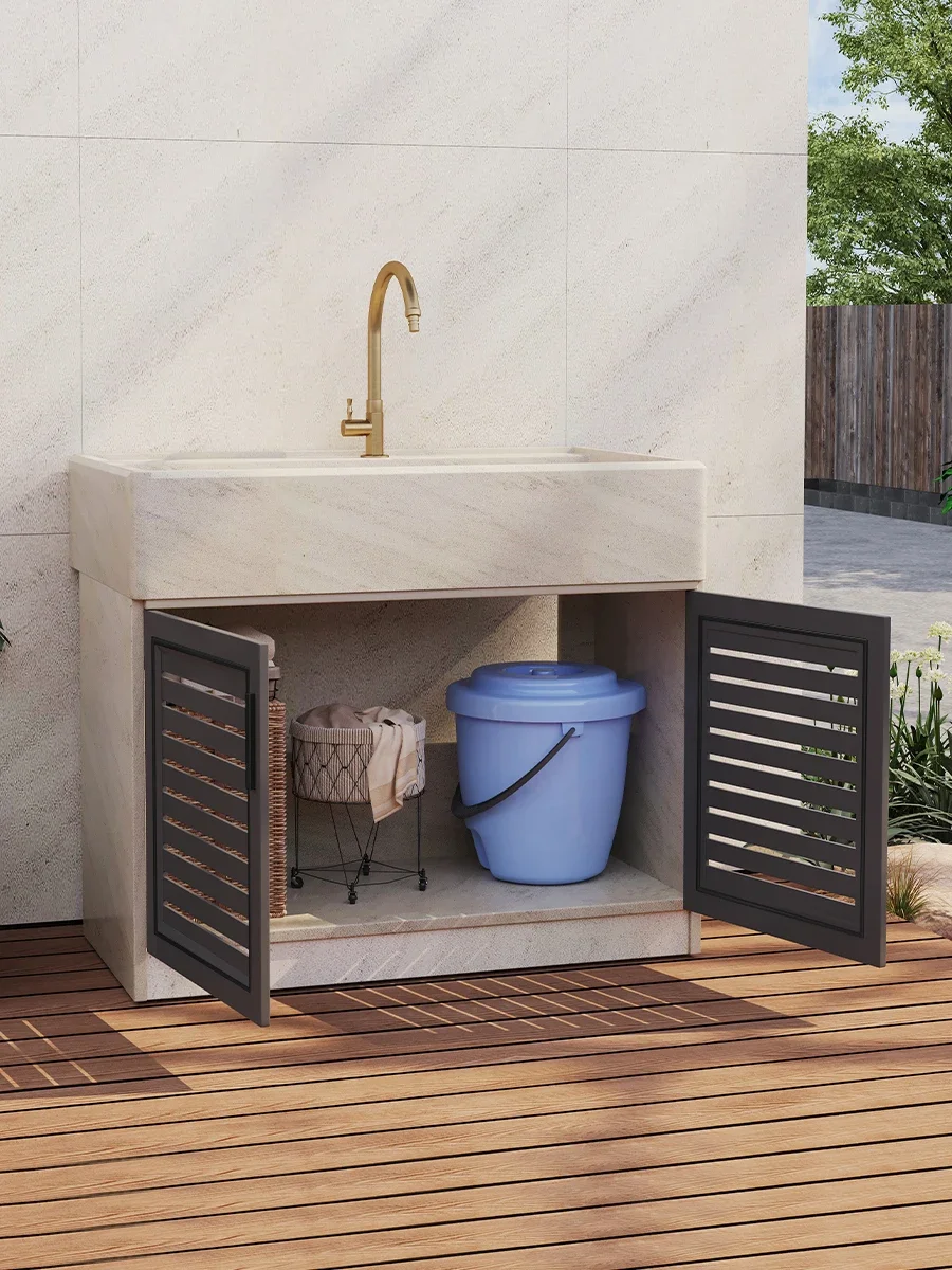 حوض غسيل رخامي مع حوض غسيل متكامل، وطاولة غسيل خارجية للحديقة، وحوض فناء منزلي