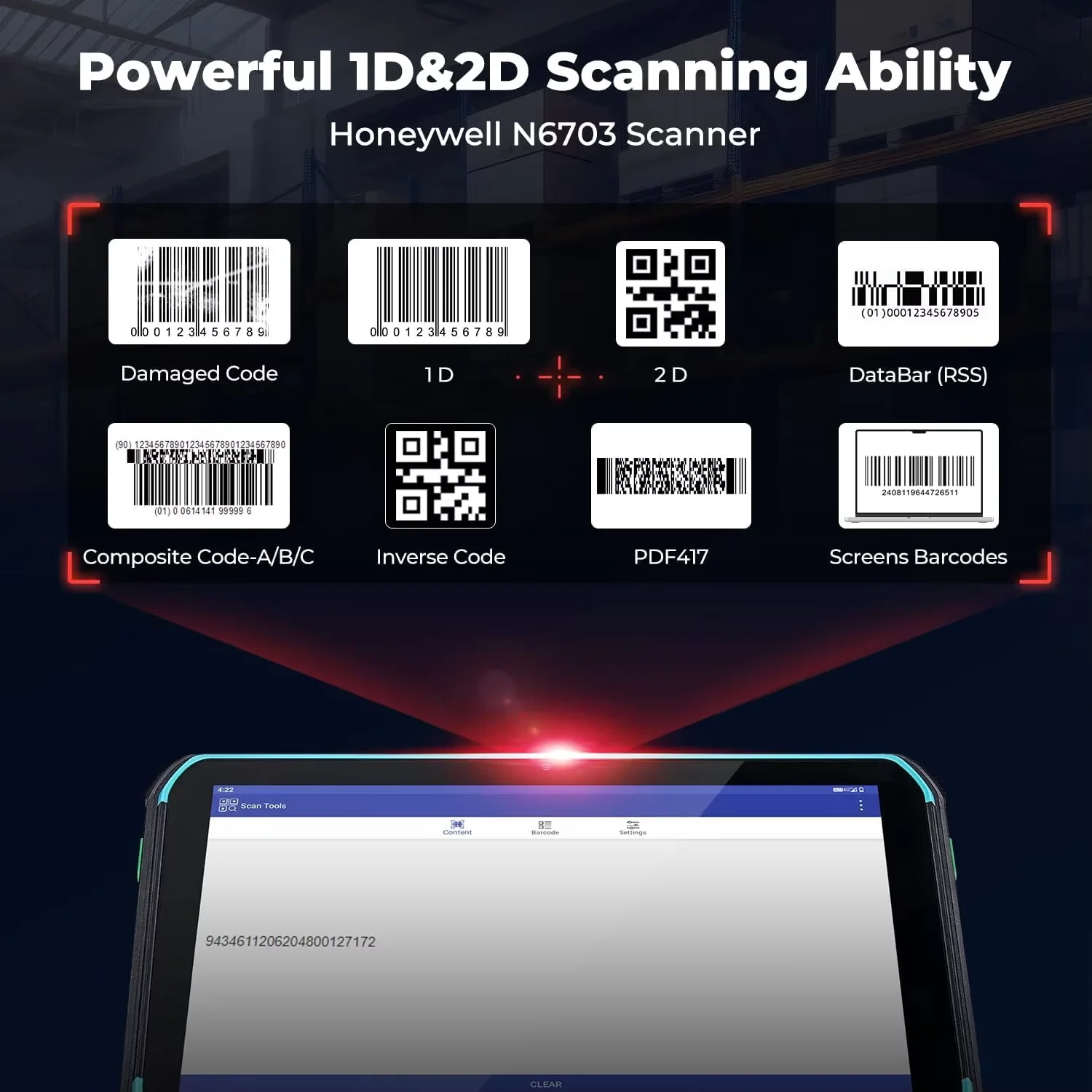 

8-Inch Rugged Tablet Android 13 Honeywell N6703 Barcode Scanner 4G WiFi Industrial Handheld Data Terminal D801