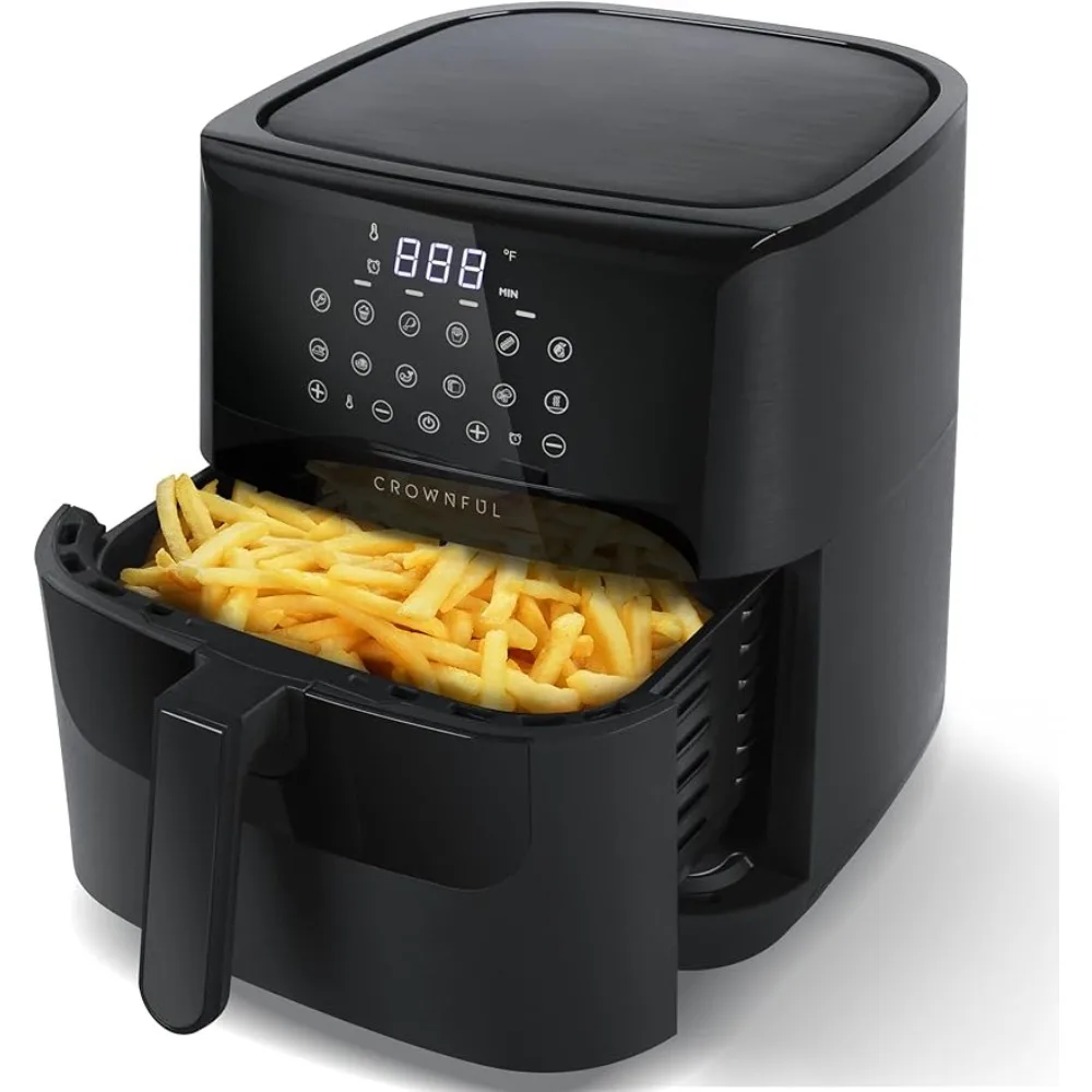 2023 New CROWNFUL 7 Quart Air Fryer, Oilless Electric Cooker with 12 Cooking Functions, LCD Digital Touch Screen