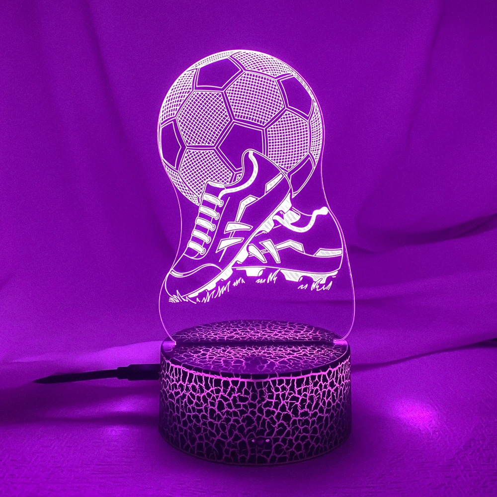 New 3d Illusion Kids Night Light Football 7 Colors Changing Nightlight for Child Bedroom Atmosphere Soccer Room Desk Lamp Gifts