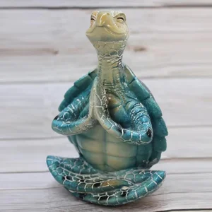 Pacific Navy Turtle Statut meditiert Statue der Meeresschildkrötendekorationen für Buddha Zen Yoga Frog Garden Statue Orna für 6 Hauptverkaufsmini -Nautikornamente - №2