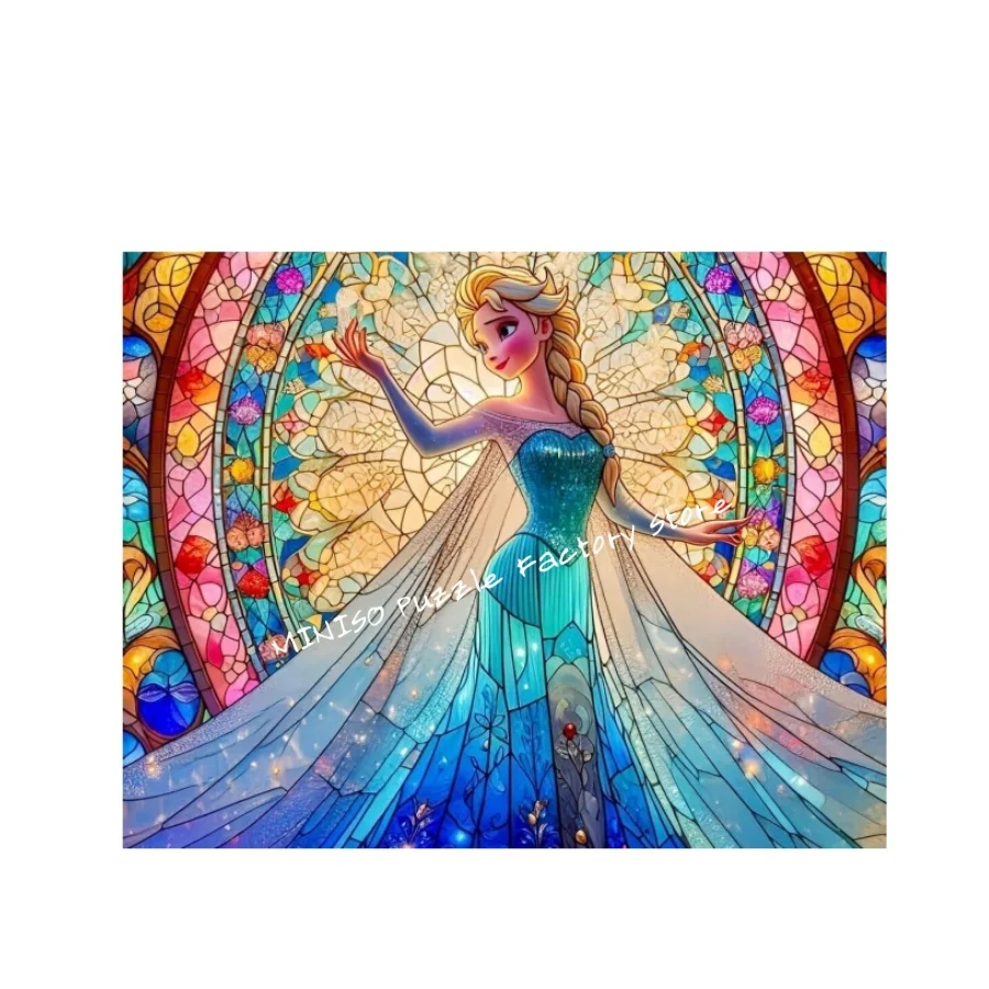 Puzzle princesse Elsa, film Disney reine des neiges Tangram, jeu pour enfants, 108/200/300/500/1000 pièces, Puzzle en bois