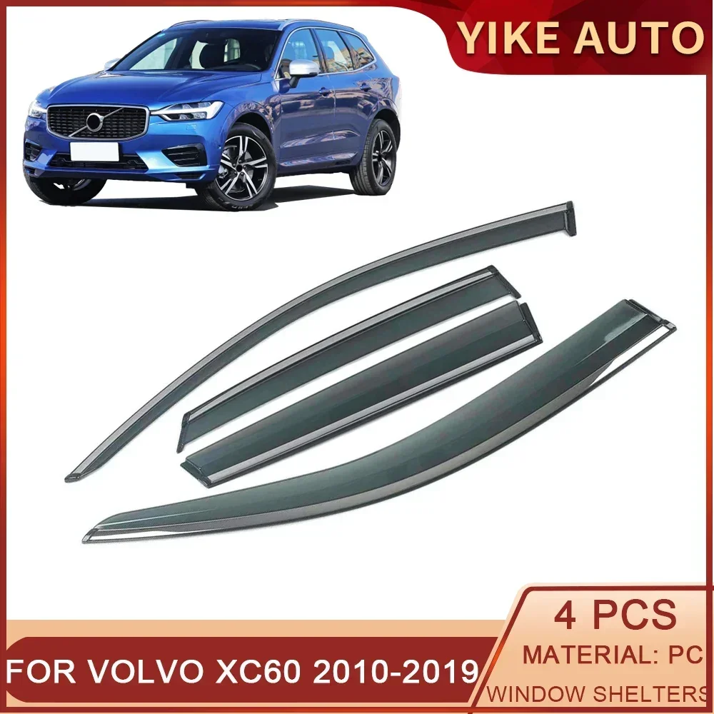 

For VOLVO XC60 V60 2010-2019 Car Window Sun Rain Shade Visors Shield Awnings Shelter Protector Cover Trim Frame Sticker