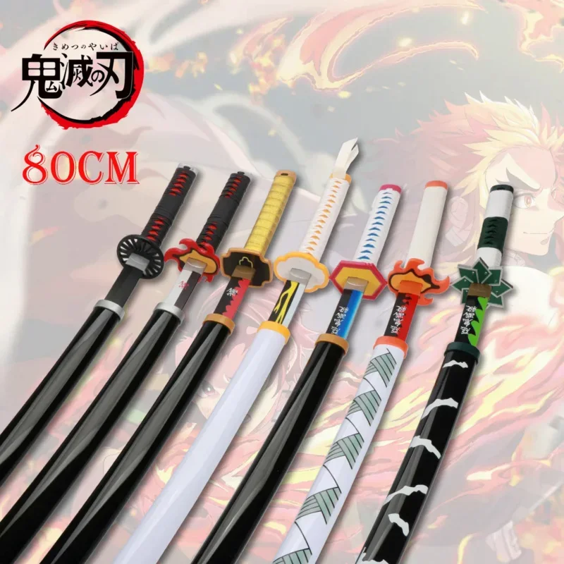 Demon Slayer Katana คอสเพลย์อาวุธ Mitsuri Shinobu สีขาว Fire พระเจ้า Tanjiro ไม้ของเล่นดาบอะนิเมะ Props