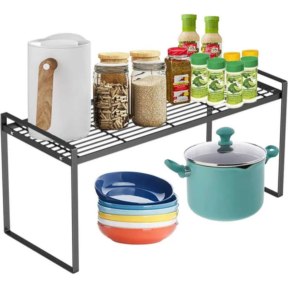 

Металлическая проволочная полка-органайзер для кухонной столешницы 20 дюймов, штабелируемая, для специй, экономия места, для хранения на столешнице