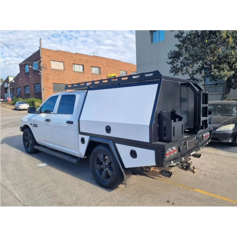High Quality Aluminium Alloy Pickup Truck Ute Service Body Chassis Mount Canopy with Platform Storage Ute Box Dust Proof