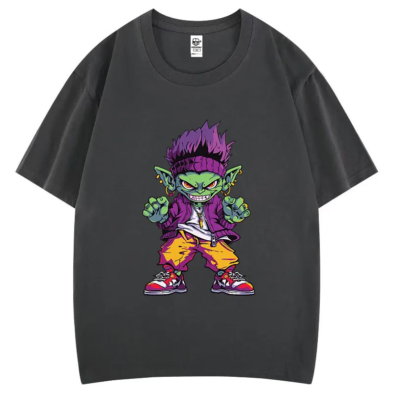 الإبداعية القزم الهيب هوب شخصية القطن تي شيرت مضحك Ropa Hombre القوطية Camisetas الفكاهة جماليات الكلاسيكية مريحة تتجه