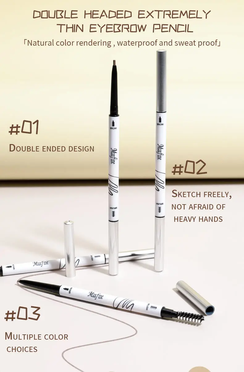 Lápis de sobrancelha rotativo automático de duas cabeçadas, impermeável, duradouro, ultrafino, sobrancelhas selvagens, 1,5mm