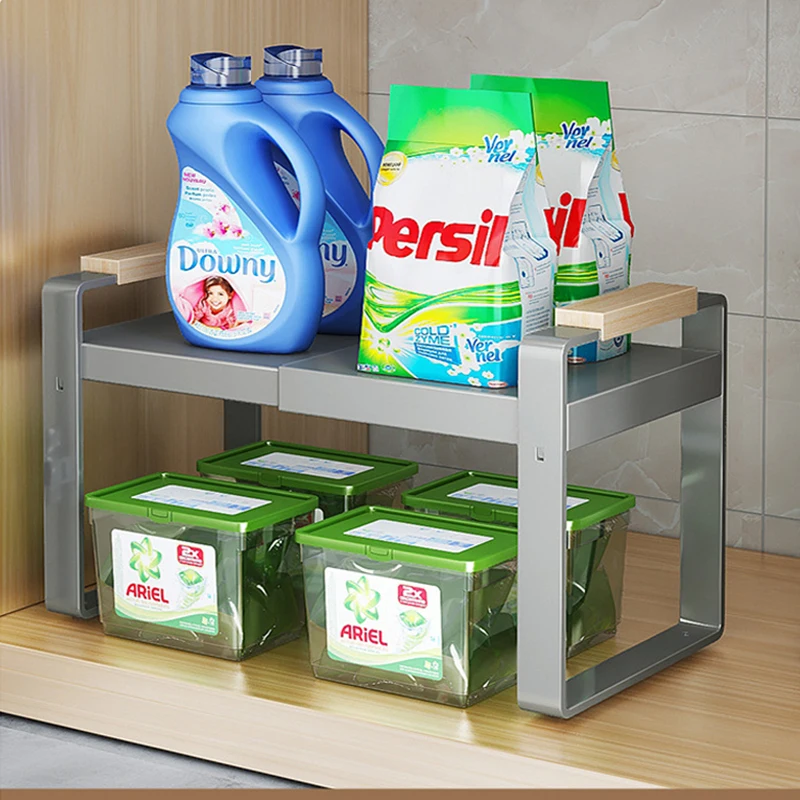 Expandable Kitchen Storage Rack Cabinet for Pots And Microwave Oven Sink Shelving Organizer - Wall Mounted Pot Rack