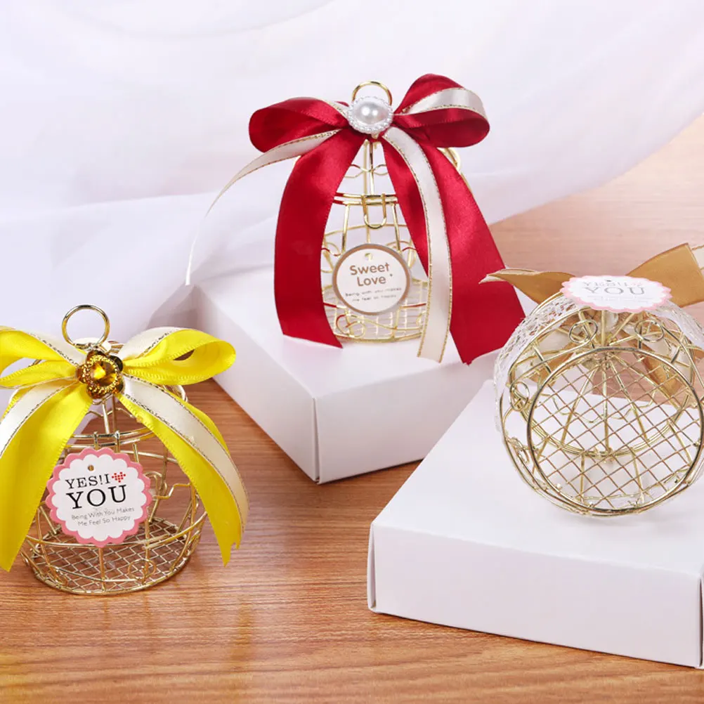 

6 Pcs Sweet Birdcage Candy Box Sweets Small Boxes Gilded Wedding Favor Weeding Chocolate