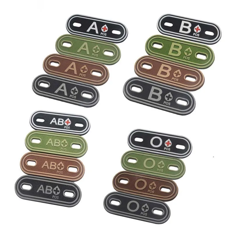 2PC/7*3CM, A B AB O Positive Blutgruppe PVC Patch, Schnürsenkel Blut Schnalle Taktische Patches, Kleidung Reißverschluss, Rucksack Blut Tag Charme – Detail 3