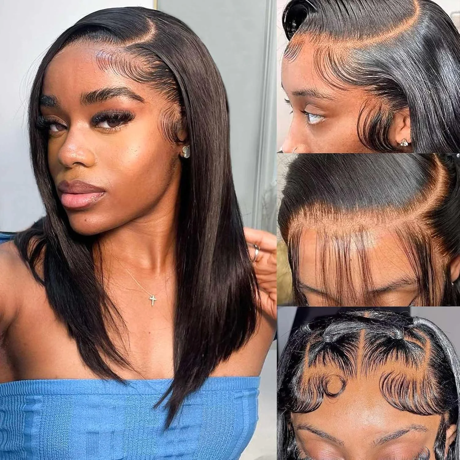 

Парик-боб из 100% натуральных волос с плотностью 220%, фронтальный парик 13x4 с HD-кружевом для чернокожих женщин, предварительно проработанный, с эффектом натуральной линии роста волос