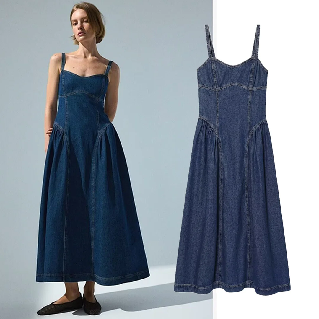 

Maxdutti Fashion Ladies Tank Dress Women Denim Dress Women's Casual Dresses Female Clothing Summer Midi Dresses For Women