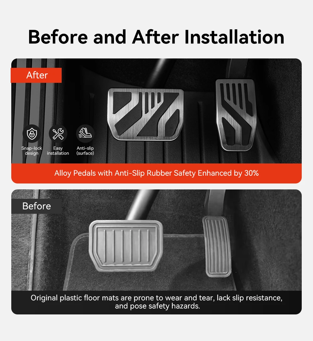 YZ Für Tesla Model 3/Y/YL Highland Juniper 2017-2026 Aluminiumlegierung Fußpedal Gaspedal Bremspedal Pedalabdeckung – Detail 2