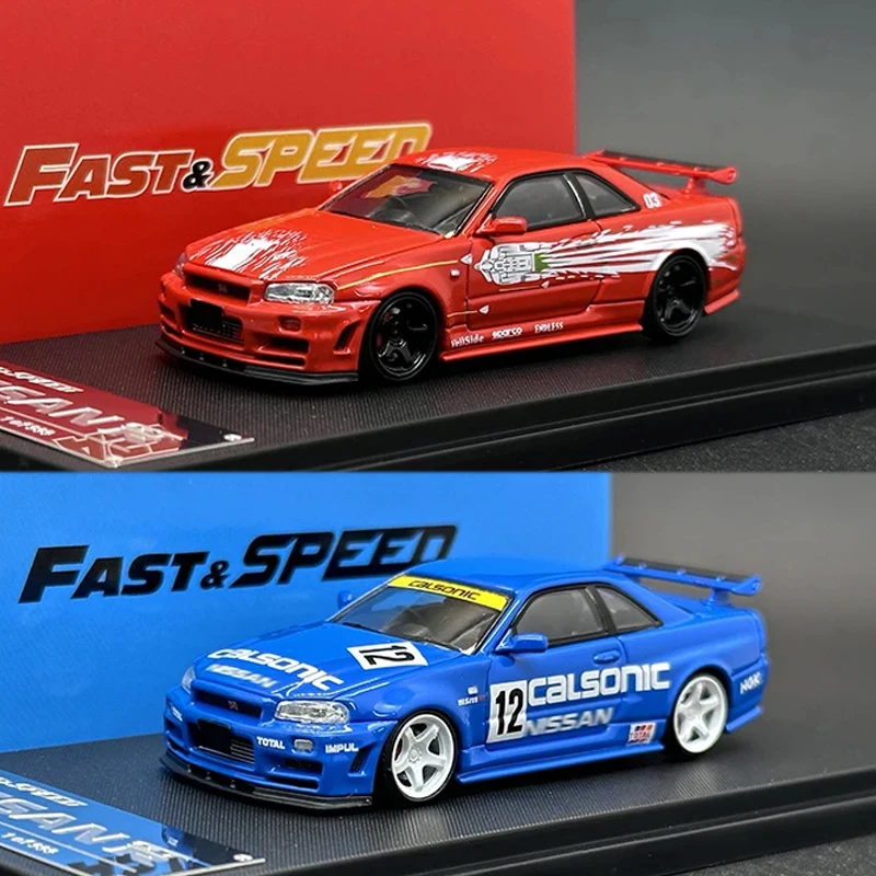 

FS In Stock 1:64 Skyline GTR R34 Z Tune FNF Racing Diecast Car Model Collection Fast Speed