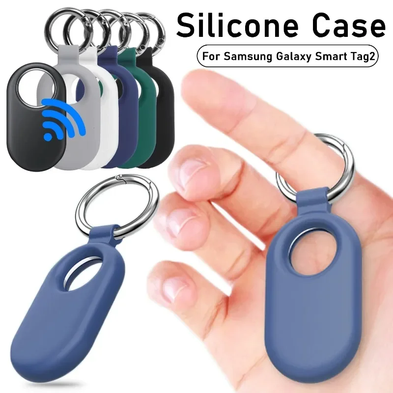 Silicone Protective Cover for Samsung Galaxy Smart Tag 2 Anti-scratch Tracking Device Fundas with Key Ring for Samsung Smartag2