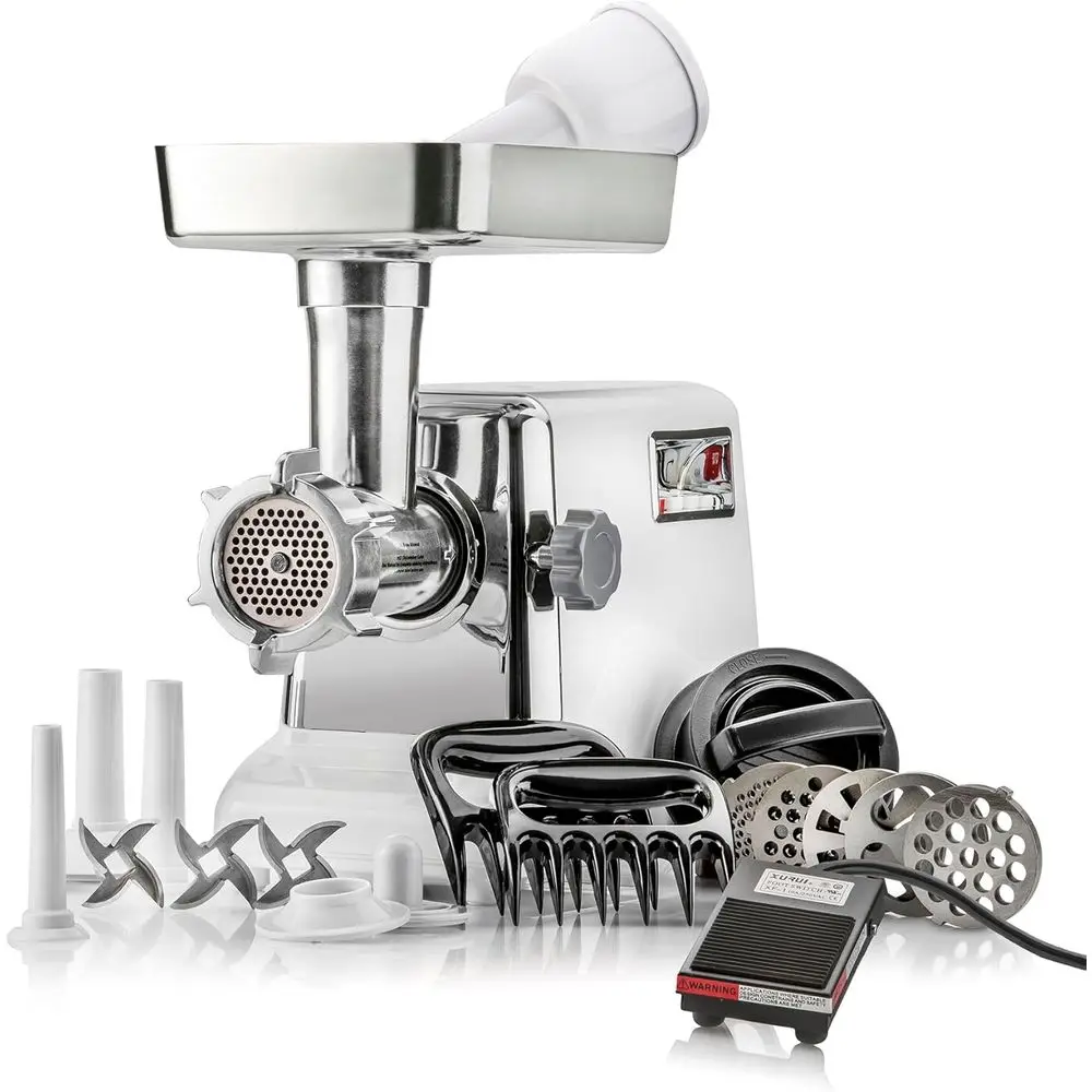 

Turboorce 3000 Series 6-in-1 Electric Meat Grinder | 3000W Max | 3-Speed | oot Pedal | 5 Grinding Die | 3 StainlSteel Blades | S