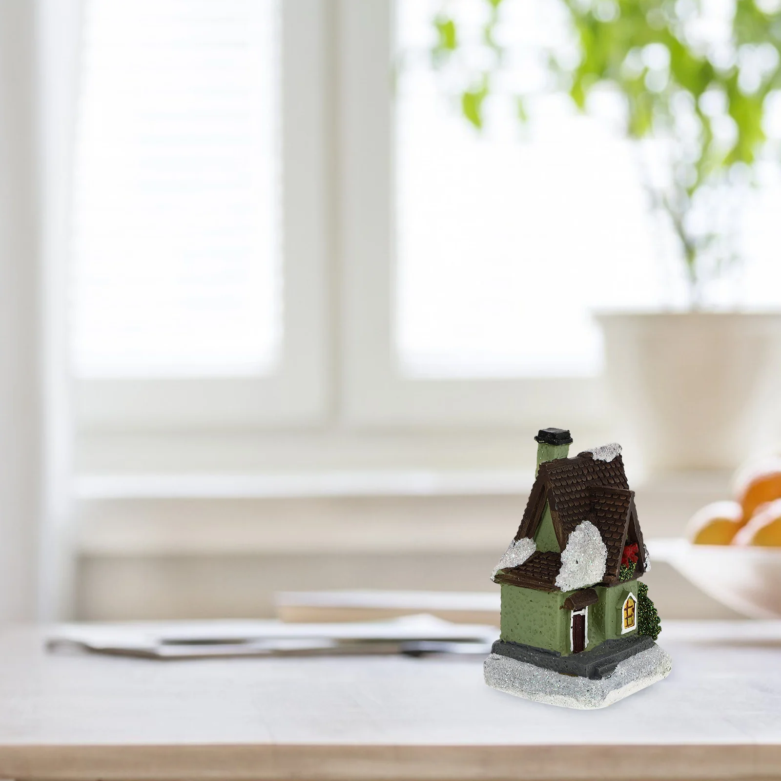 

4Pcs Mini Christmas House Resin Decor Luminous Micro Scene Ornament for Festive Atmosphere Desktop Holiday Display Xmas Supply