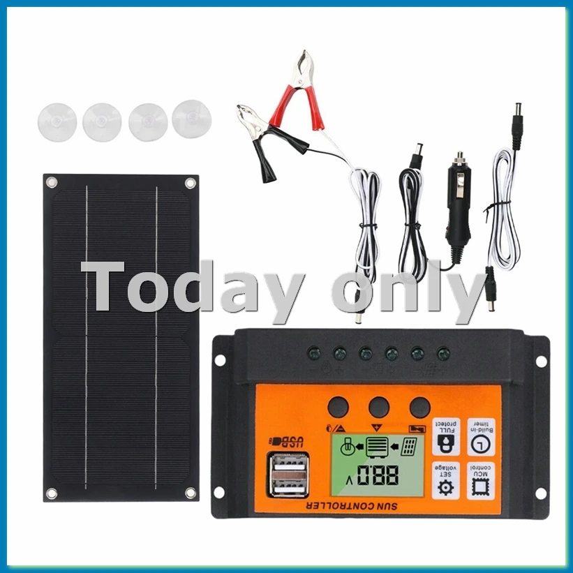 

Комплект солнечной панели мощностью 600 Вт с контроллером заряда 100 А, 18 В, солнечная зарядка для наружного автофургона, кемпинга, лодки, прицепа-AD23