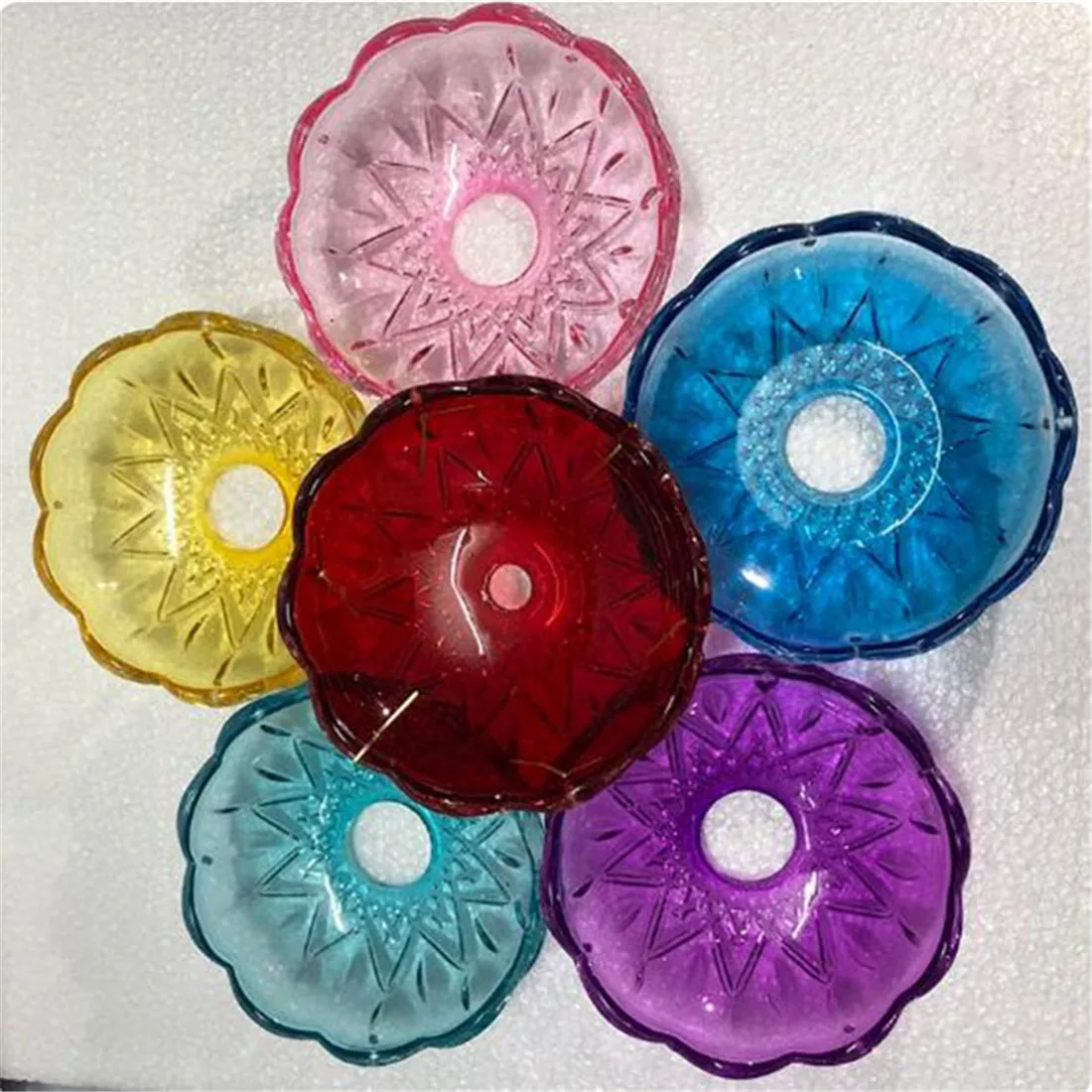 

D11cm Crystal Chandelier Bobeche Cups Replacement with 26mm Opening,Stained Glass Blue Purple Yellow Pink Bobeches Bowl Cover