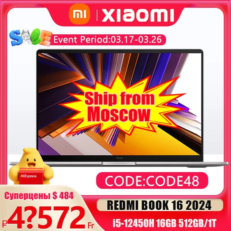 Redmi Book 16 2024 intel i5 12450H 16GB RAM 512GB SSD 16inch 1920*1080P 60Hz Screen