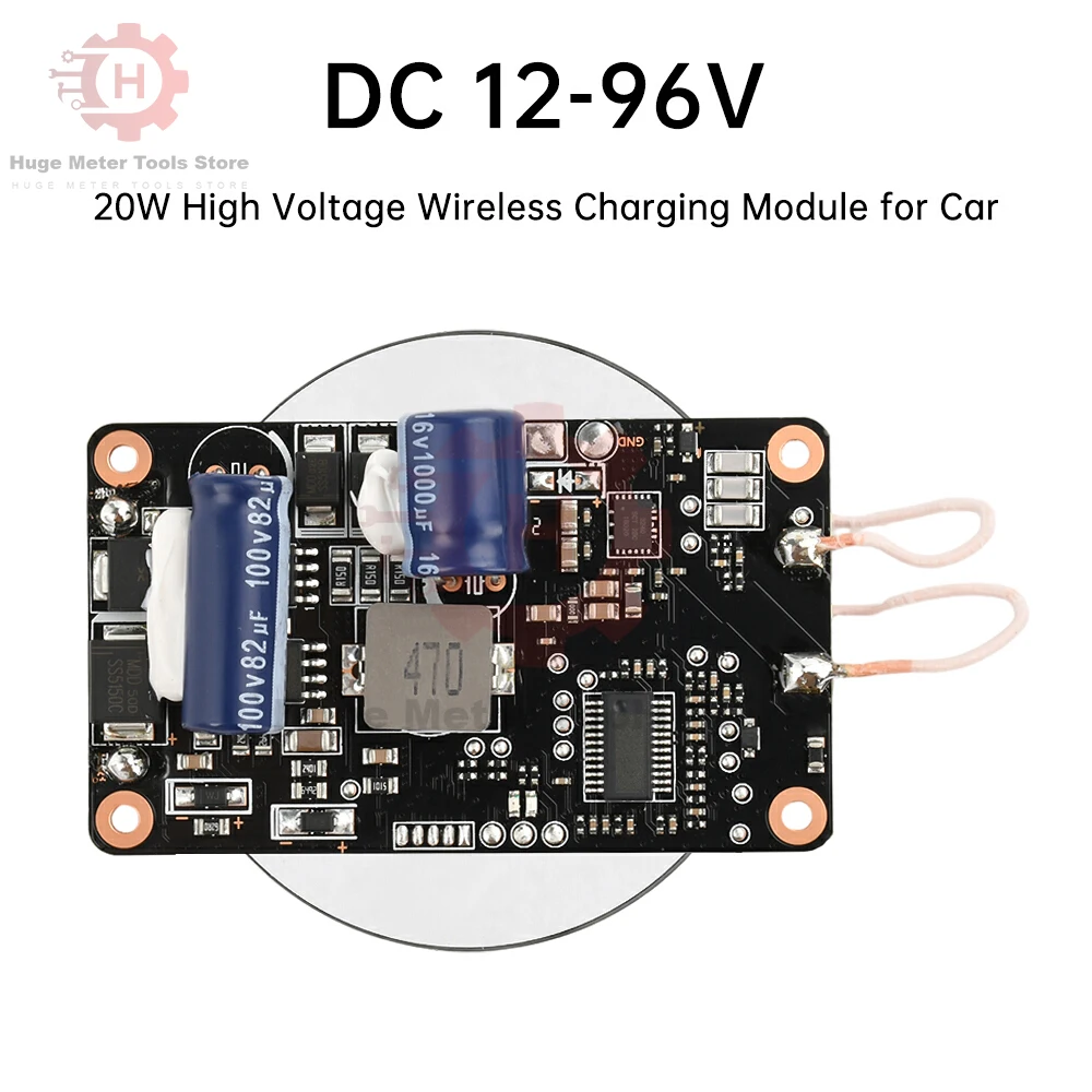 

DC 12-96V Wireless Charger Module 12V 24V 72V 96V High Voltage 20W Smart Car Cell Phone Wireless Charging Fast Charging Module