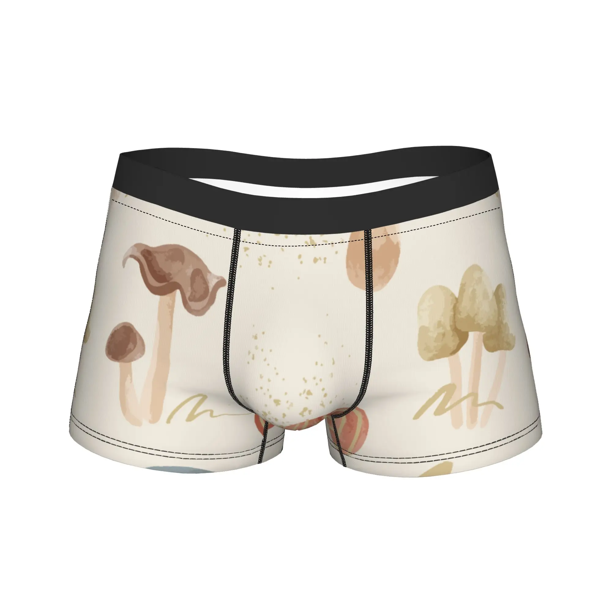 

Мужское длинное нижнее белье с узором листьев и грибов, новинка, трусы-боксеры, шорты, мужские трусы со средней талией, M-XXL