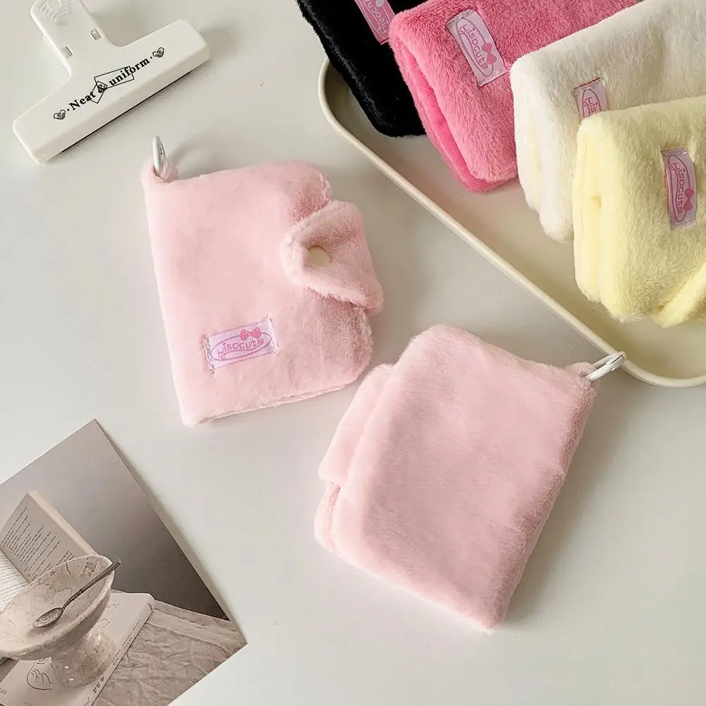 กระเป๋าใส่เหรียญแบบพับสองชั้น ผ้าพลัฌ สีพื้น ใหม่  กระเป๋าเก็บของขนาดเล็กแบบพกพาหลายชั้น