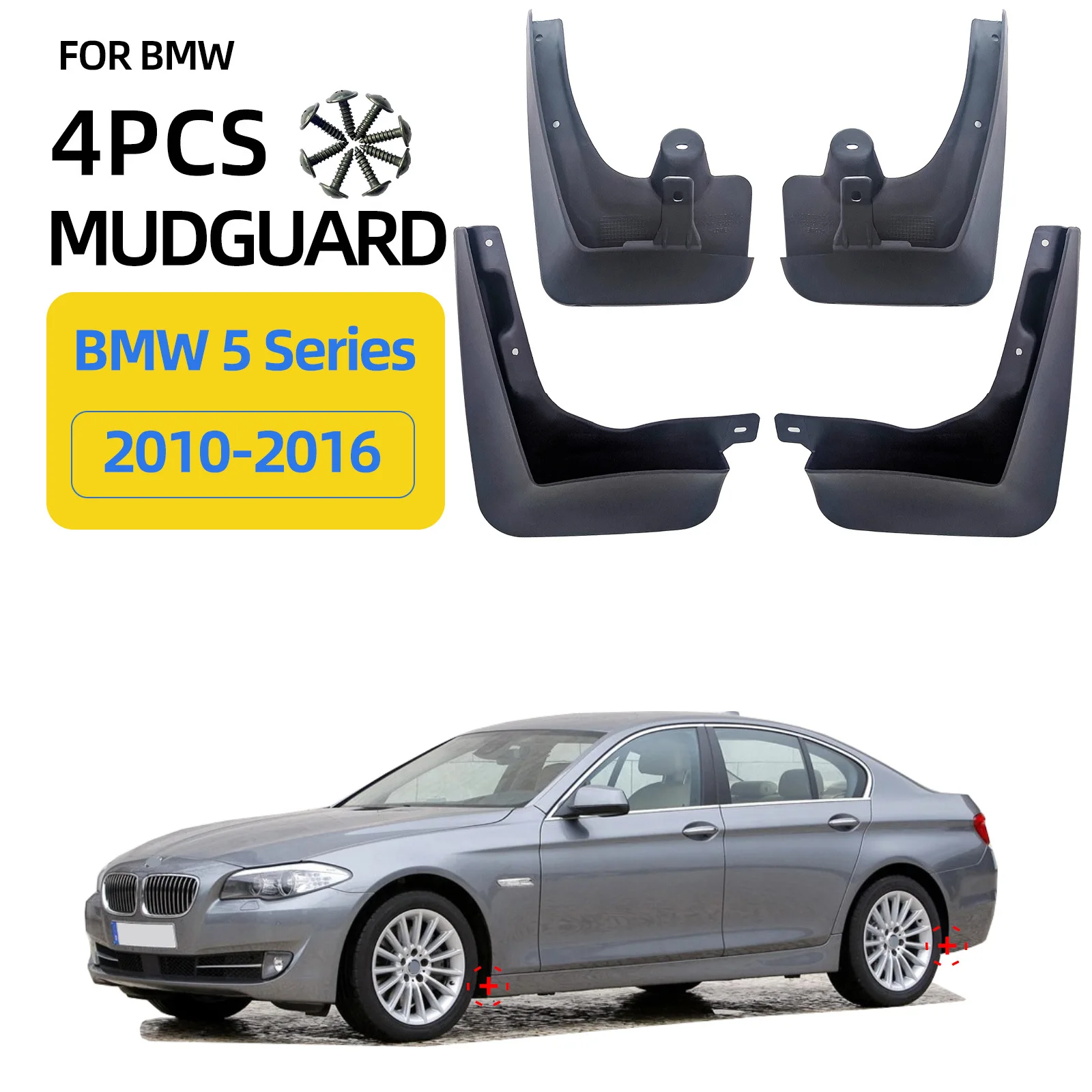 For BMW 5 Series 2010-2016 Mud Flaps Mud Guards Splash Guards Car Fender Mudflaps Wheel Splash Shield Auto Exterior Accessories