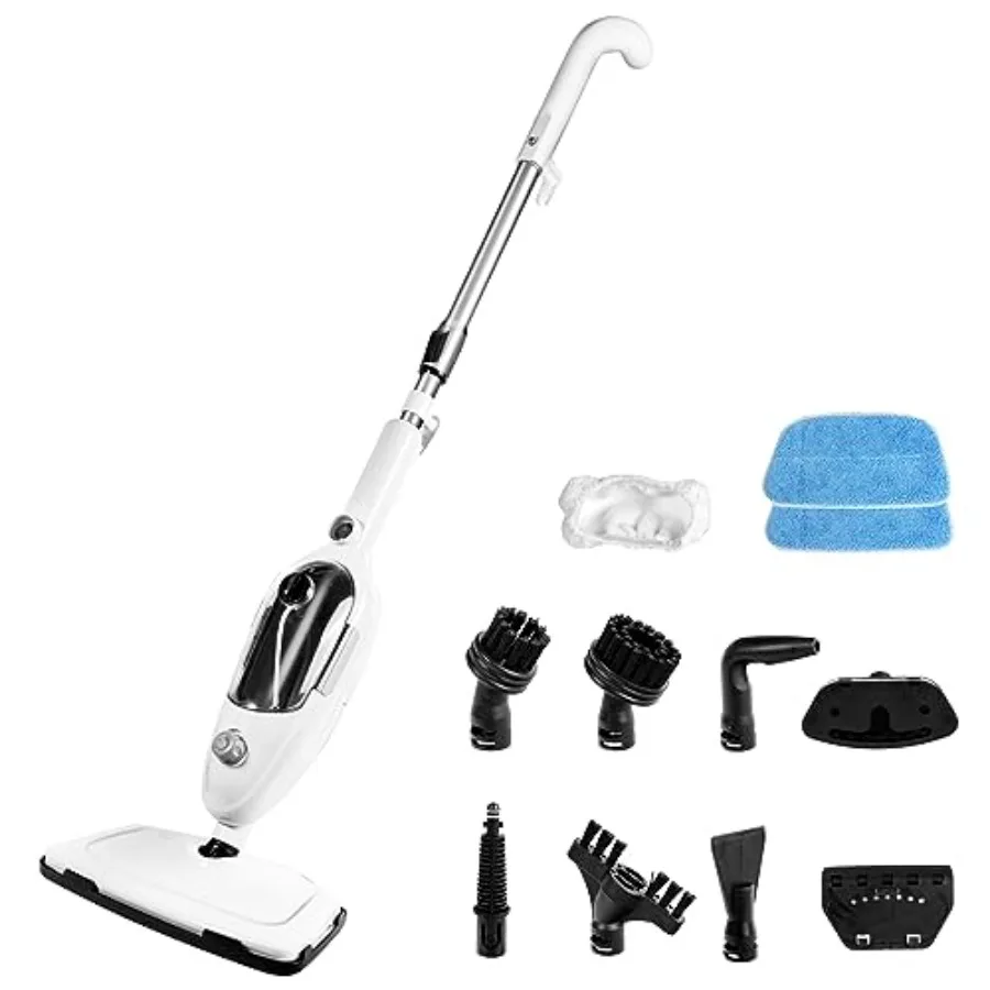 Steam Mop Cleaner 10-in-1 with Convenient Detachable Handheld Unit Laminate/Hardwood/Tiles/Carpet Kitchen - Garment - Clothes -