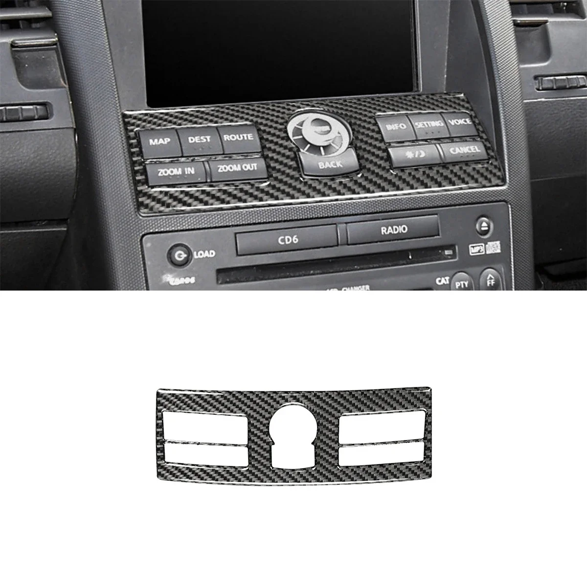 

For Nissan 350z Interior Modified Navigation Control Panel Decorated With Carbon Fiber Decal Car Accessories Ries Car Play Tools