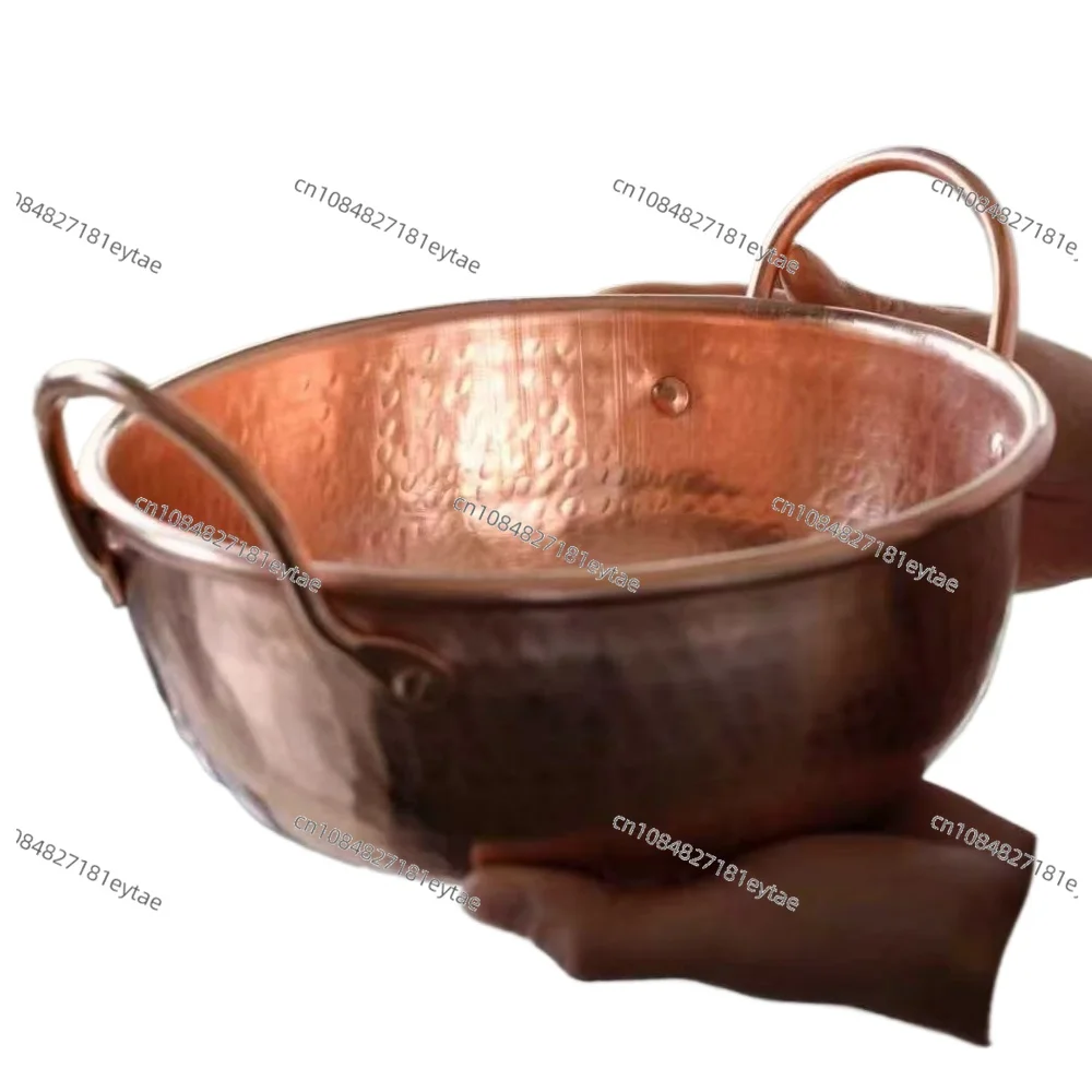 

Vintage 20cm Copper Camping Pot, Handcrafted Hammer Texture Handheld Pot for Simmering Food & Pasta