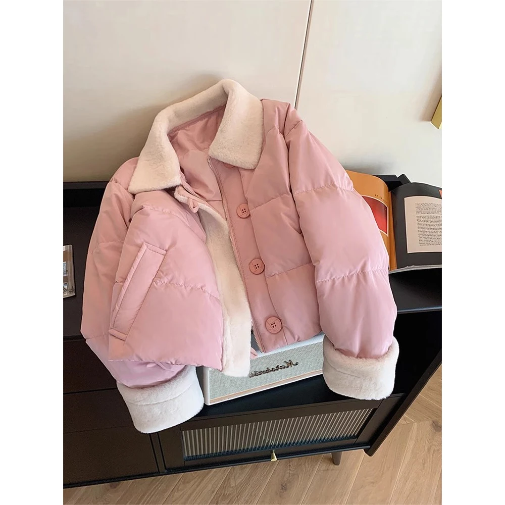 Femmes rose hiver Parka veste Vintage vêtements d'extérieur chaud à manches longues manteau coréen Cutecore rembourré veste automne 2000s Shoujo vêtements