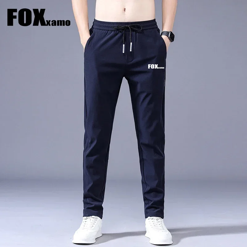 Foxxamo Männer Radfahren Freizeit hose weiche Elastizität Schnürung Outdoor Sport Taille einfarbige Tasche Applikation Arbeits hose männlich