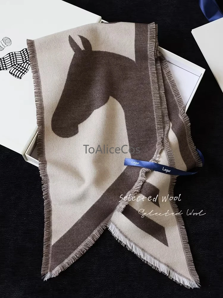 

В наличии Год лошади, ограниченная серия, шерстяной шарф для пары, яркий оранжевый роскошный зимний утеплитель для шеи, подарочная коробка, упаковка