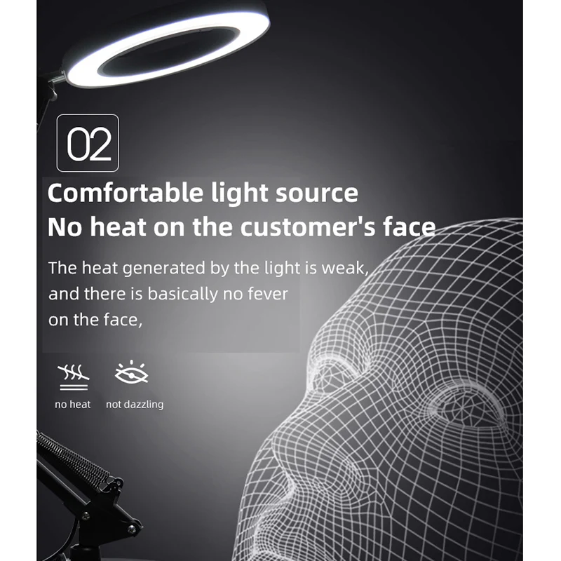 Foldable Professional 8X Magnifying Glass Desk Lamp Magnifier LED Light Reading Lamp with Three Dimming Modes USB Power Supply