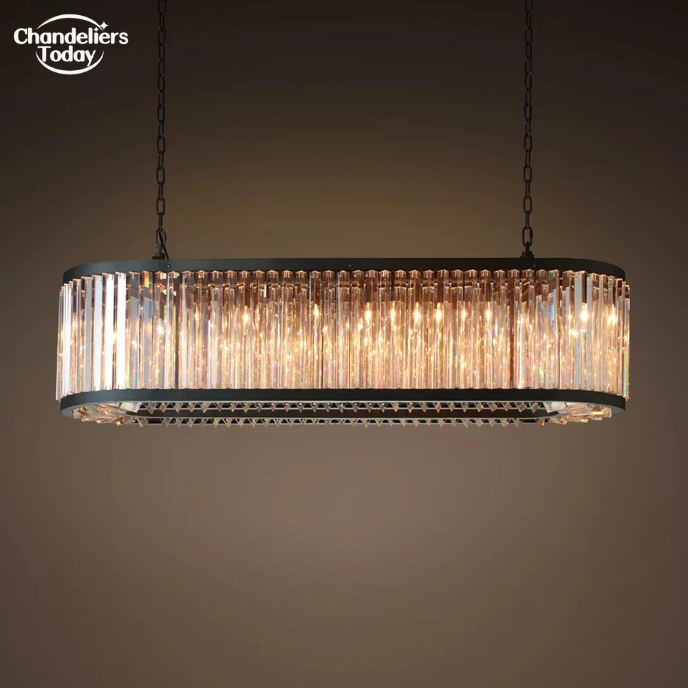 Modern Chandeliers for Dining Room Welles Rectangular Chandelier Prism Crystal Kitchen Island Ceiling Hanging Lamp Indoor Lustre