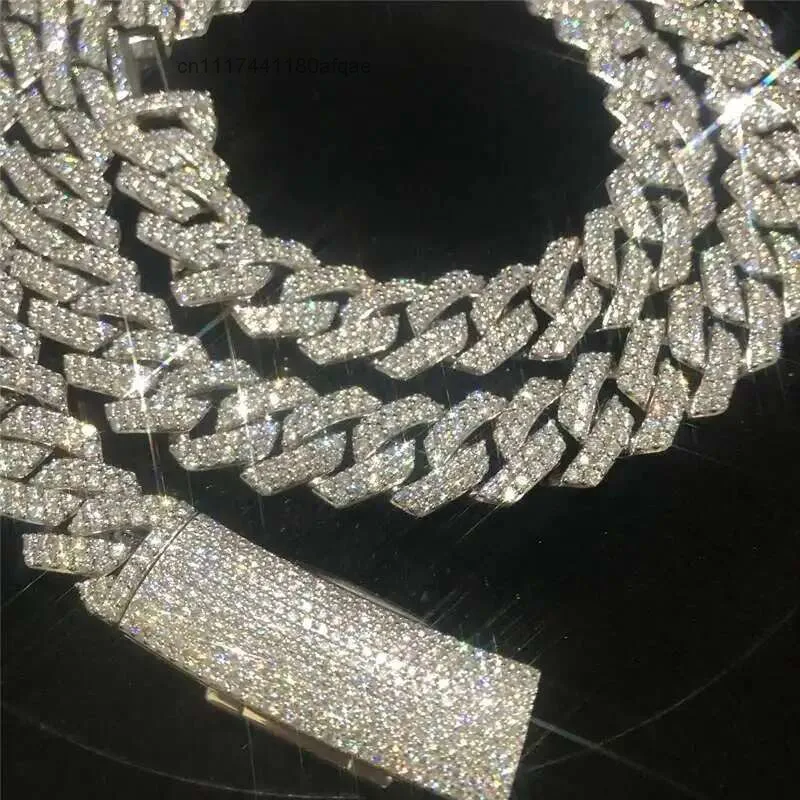 High Quality Iced Out Pass Diamond Tester Vvs Moissanite Hip Hop Jewelry Cuban Bracelet 15mm 925 Sterling Silver Links.