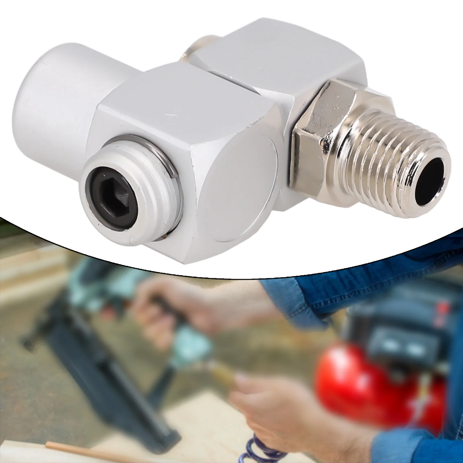 1pc Swivel Air Connector Adapter For Air Tool Aluminum 1/4in 12.5mm Adapter Joint Fitting Air Hose Connector Pneumatic Tool Part