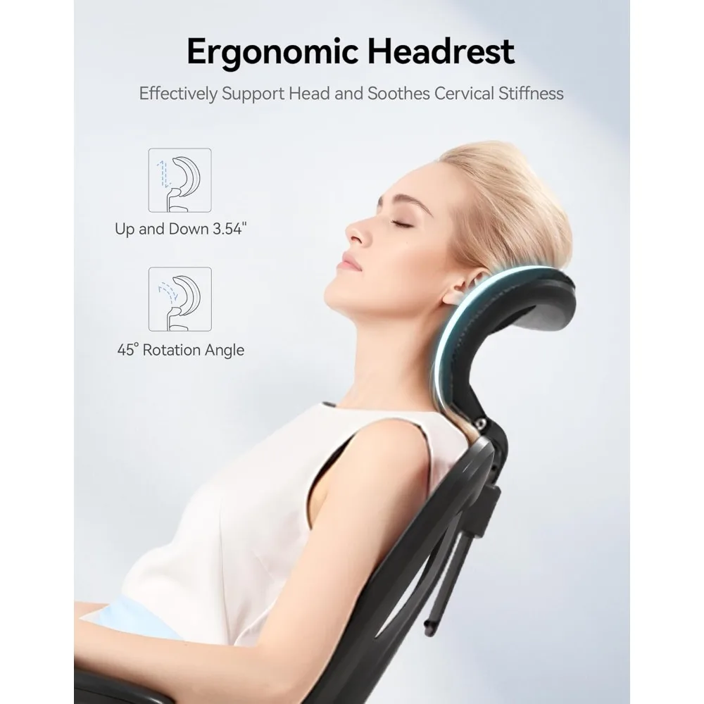 كرسي مكتب مريح SIHOO M18 للأشخاص الكبار والطويل مسند رأس قابل للتعديل مع مسند ذراع ثنائي الأبعاد ودعم قطني وعجلات PU #4