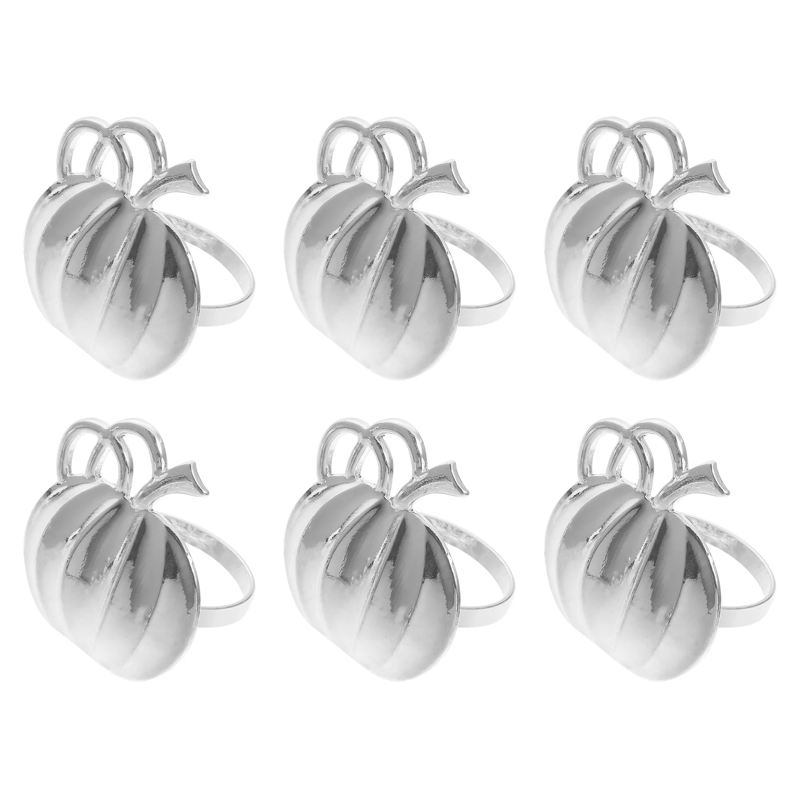 

6pcs Pumpkin Napkin Buckles Halloween Party Decor Alloy Tableware Accessories Festive Napkin Rings Table Decors