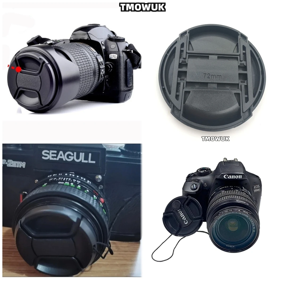 

For Panasonic S5M2 G9M2L GH2 GX7 GF2 GF8 ZS70 DMC-FZ18 DMC-FZ28 Camera Lens Cap Protective Cover Center Pinch Snap-on 49mm 52 55